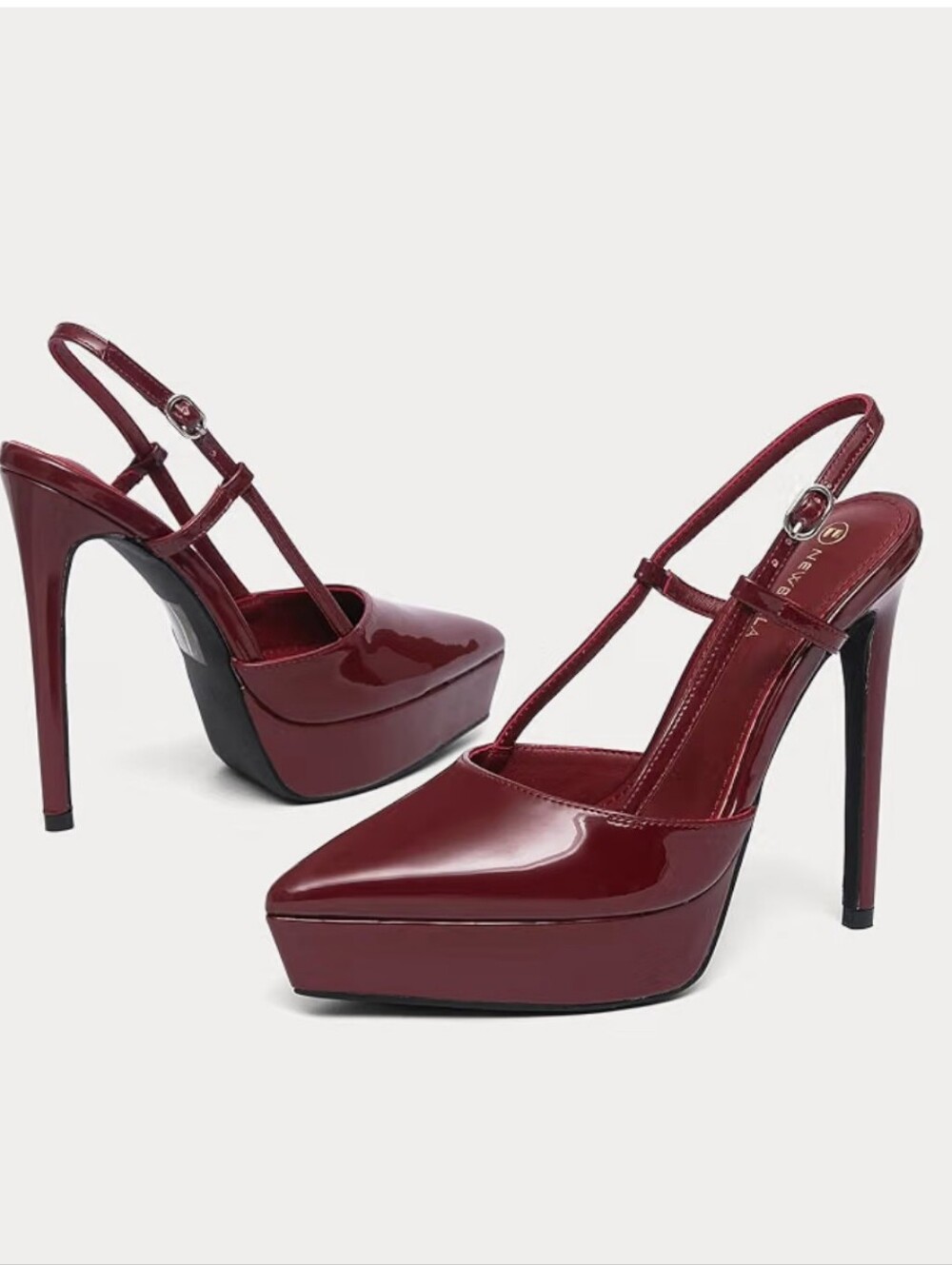 NEWBELLA 5" Platform High Heel Stiletto Pointed Toe Slip On Dress Shoes NWTSize7